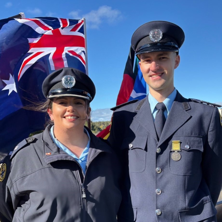 VICSES Cobram Unit Deputy Controller Emma Bugler and VICSES Mildura Unit Controller Elliott Matotek.