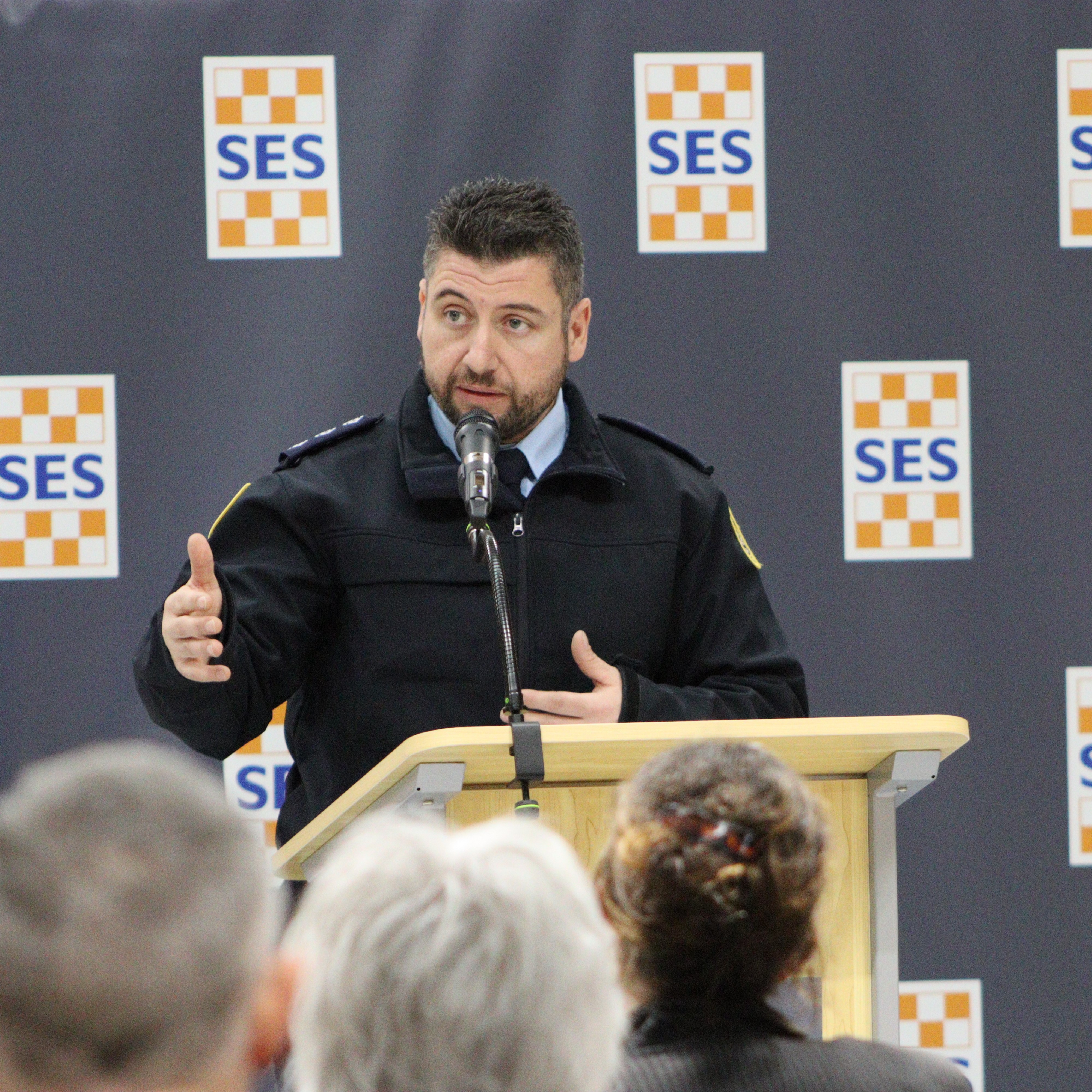 VICSES Wonthaggi Unit Controller Jarrod Hargreaves welcomes the community to the unit's new state-of-the-art headquarters.